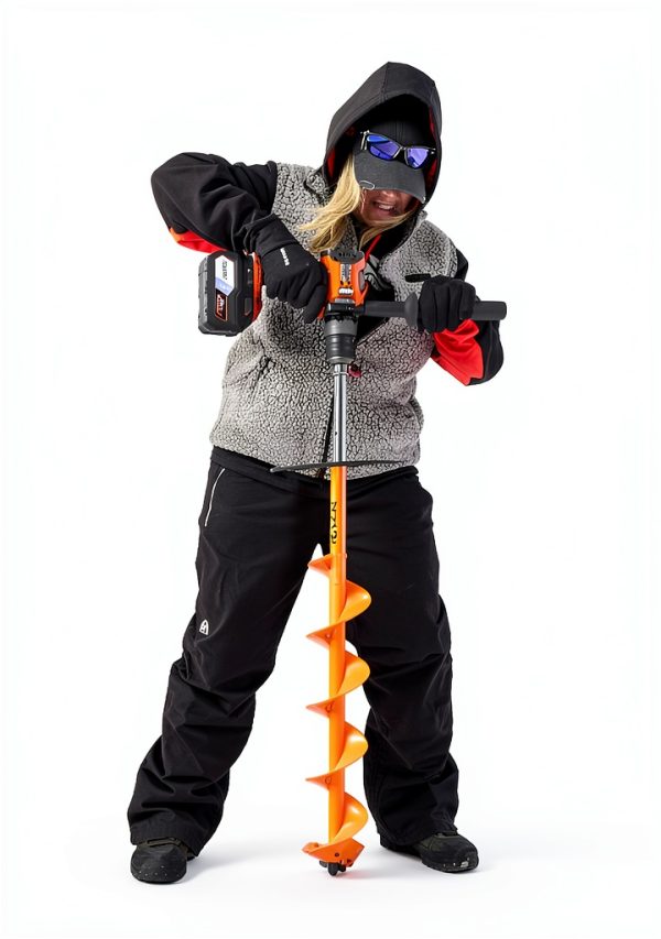 RAZR Ice Auger Orange 4 inch with Steel Flighting and Curved Blades-3