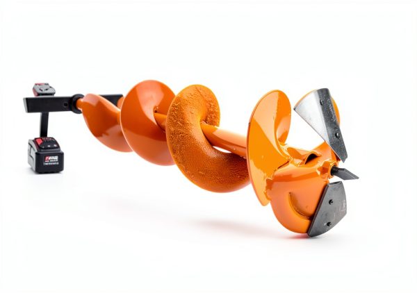 RAZR Ice Auger Orange 4 inch with Steel Flighting and Curved Blades-1