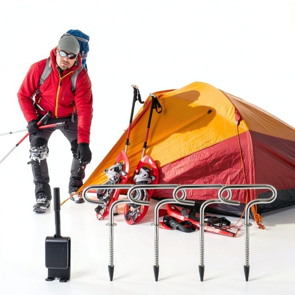 Sweetude Ice Fishing Auger Anchor Set 8‑Piece Tube Style Alloy Steel-4