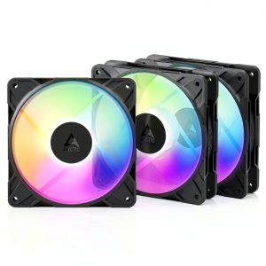 ARCTIC P12 Pro Reverse ARGB 120mm Fan 3-Pack Black PWM Y‑Splitter-0