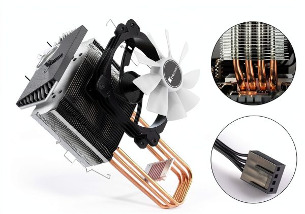 JONSBO CR1400 RGB CPU Air Cooler 92mm PWM with 4 Heat Pipes Black-4